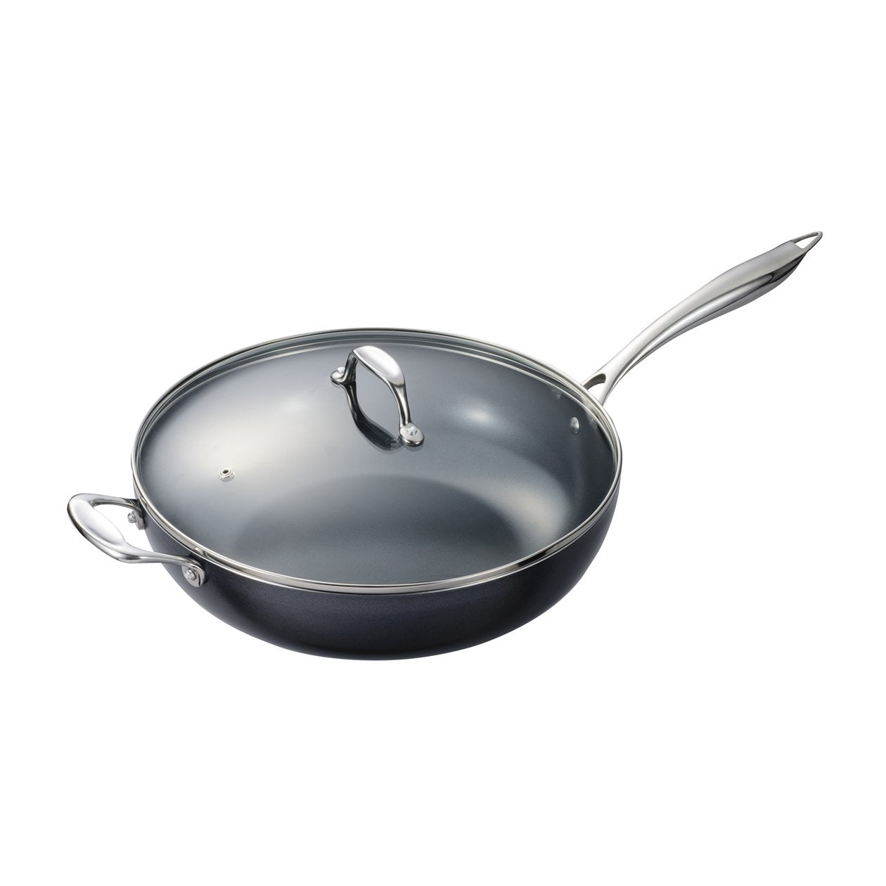 Kyocera Cfp32W Bk Ceramic Coated Nonstick 12.5- Inch Wok With Tempered Glass Lid