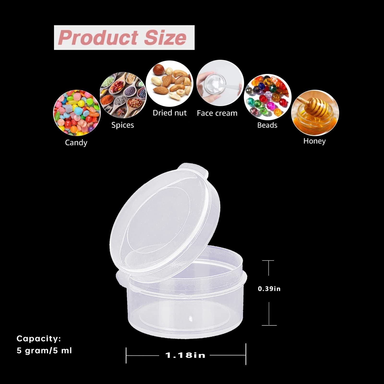 Zfyoung 50 Pcs Plastic Cosmetic Jar 5G/5Ml Clear Case With Snap Lids Portable,Travel Storage Cosmetic Samples Beauty Products Mi
