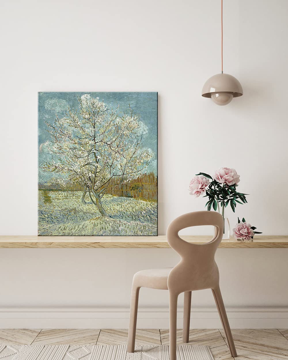 Wieco Art The Pink Peach Tree By Van Gogh Famous Oil Paintings Reproduction Large Modern Stretched And Framed Landscapes Artwork
