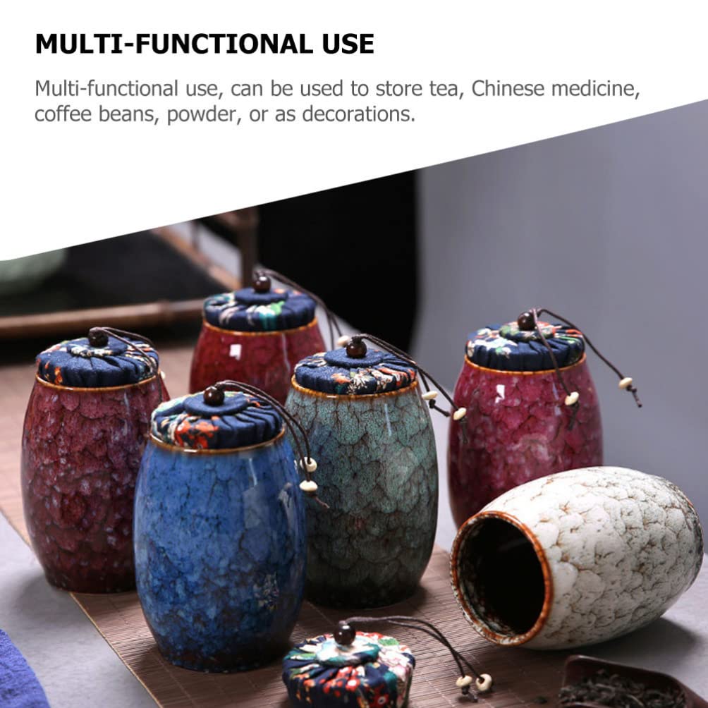 Angoily Ceramic Tea Canister Porcelain Tea Tin Vintage Ceramic Tea Jar Airtight Lid Tea Canister Loose Leaf Tea Storage Containe