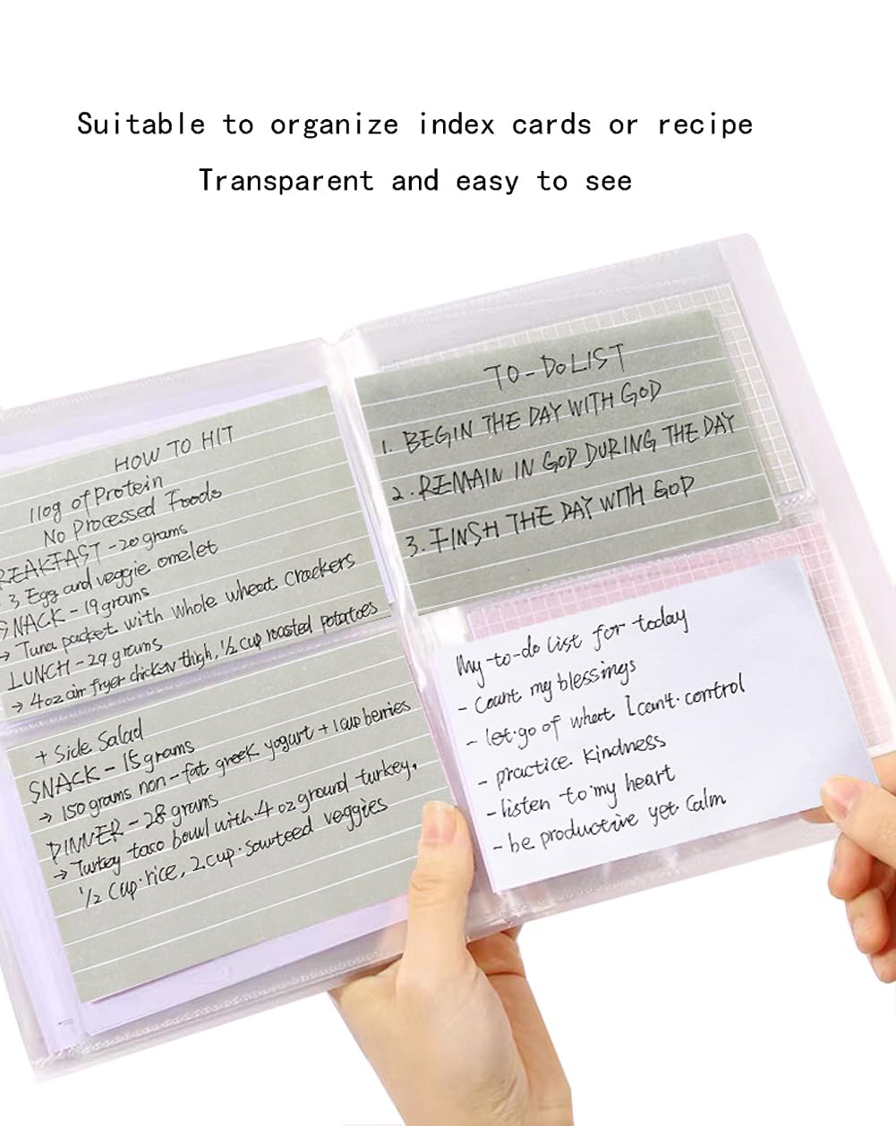 Croshuki 3X4 Inch Index Card Holder Clear Plastic Organizer For Recipe Flashcard Notecard Coupon, 40 Pages Can Hold 160Pcs Cards