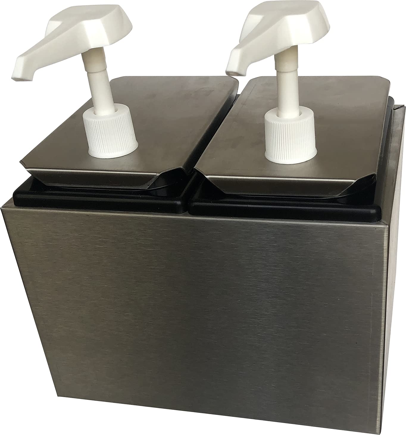 Carlisle Foodservice Products Condiment Rail Condiment Center With 2 Standard Pumps For Gas Stations, Restaurants, And Fast Food