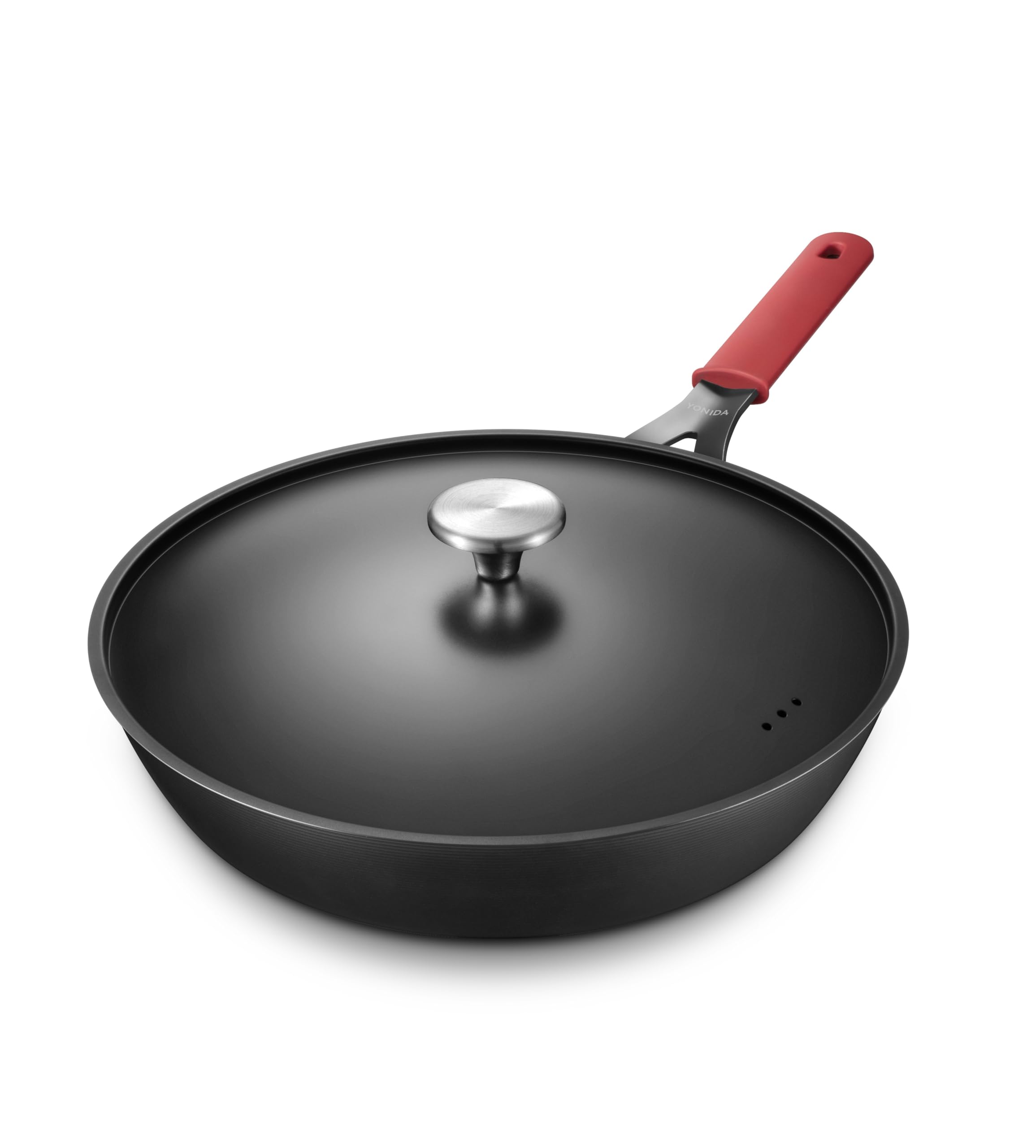 Yonida Carbon Steel Pan, 12 Inch Nonstick Frying Pan Skillet with Lid