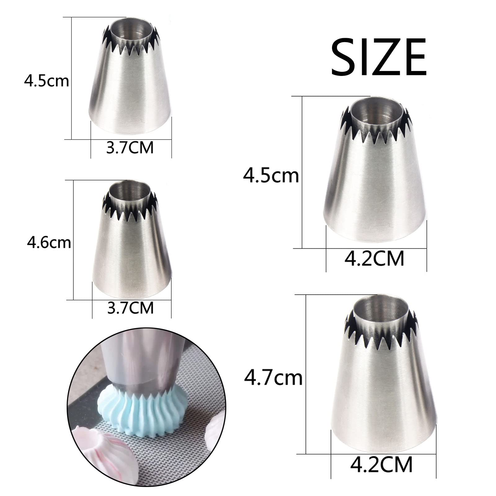 Romeo Cake Decorating Icing Tips, Hsxxf 2 Style 2 Sizes Stainless Steel Piping Tips Russian Piping Cake Nozzles Tips Frosting Ic