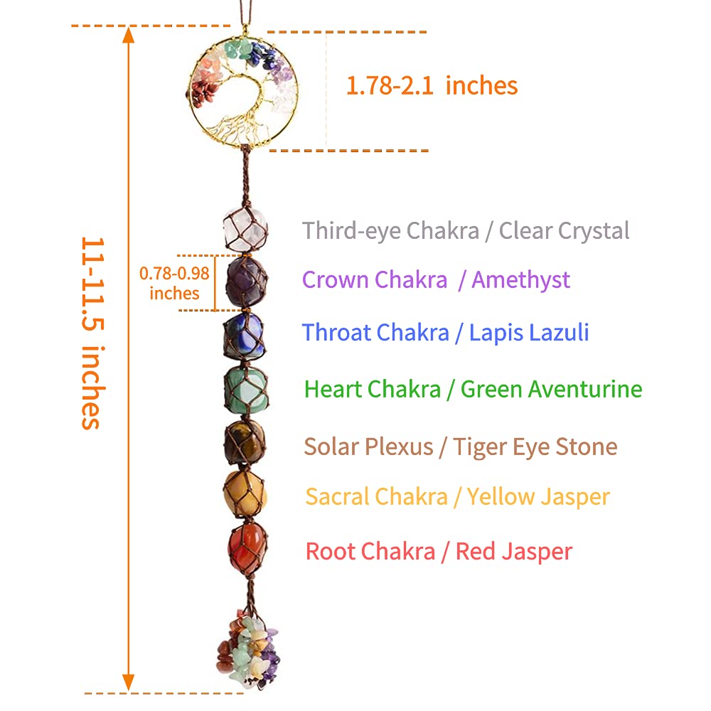 Anjiucc 7 Chakra Stone Healing Crystal Tree of Life Wall Hanging Home Interior Decoration