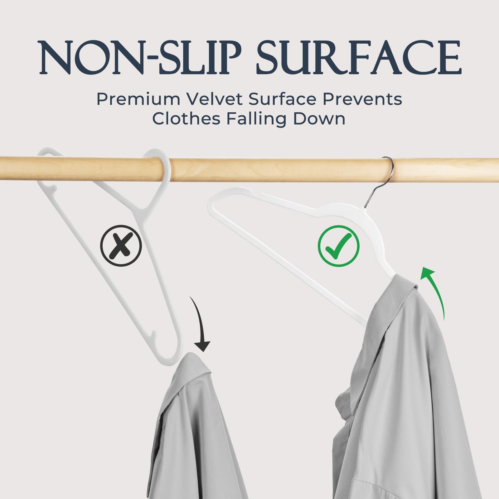 HOUSE DAY White Velvet Hangers 60 Pack  Premium Clothes Hangers Non-Slip Felt Coat Hangers  Sturdy White Hangers Heavy Duty  Space Saving Durable Suit Hangers  No Hanger Marks 360 Rotating