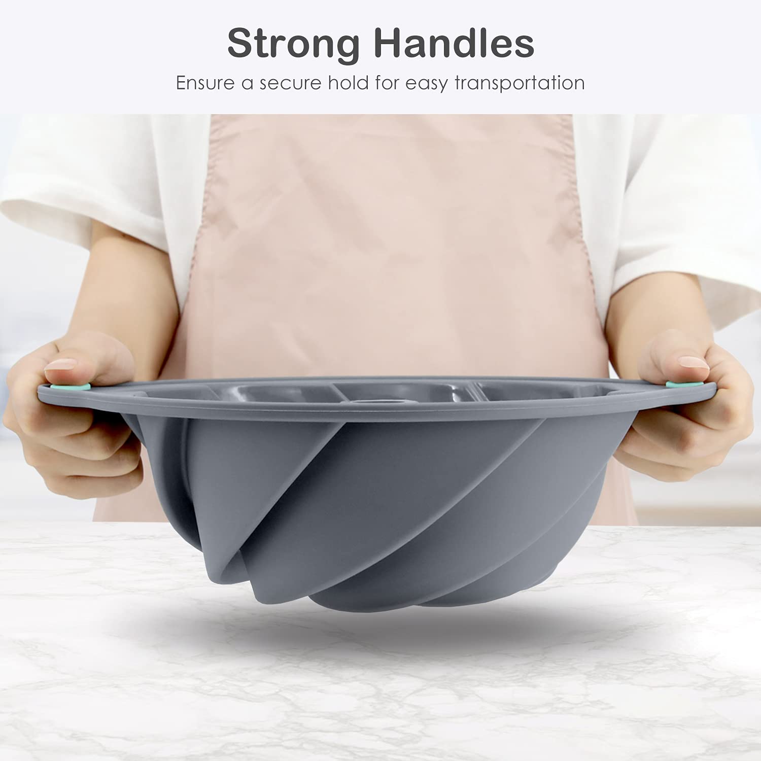 Chicrinum Silicone Bunte Cake Pan  Non-Stick 10-Inch Food Grade Silicone Cake Mold  Silicone Baking Pan with Metal Reinforced Frame More Strength