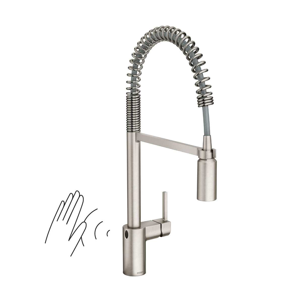 Moen Align Spot Resist Stainless Steel Motionsense Wave Sensor Touchless One-Handle High Arc Spring Pre-Rinse Pulldown Kitchen F