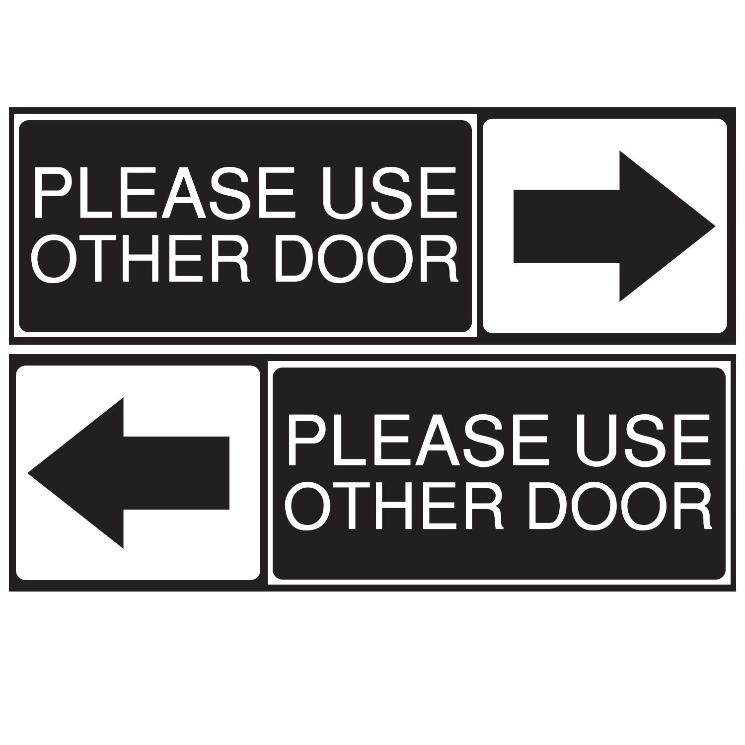 Please Use The Other Door Sticker, Set Of 2, Black And White, Vinyl, Self-Adhesive