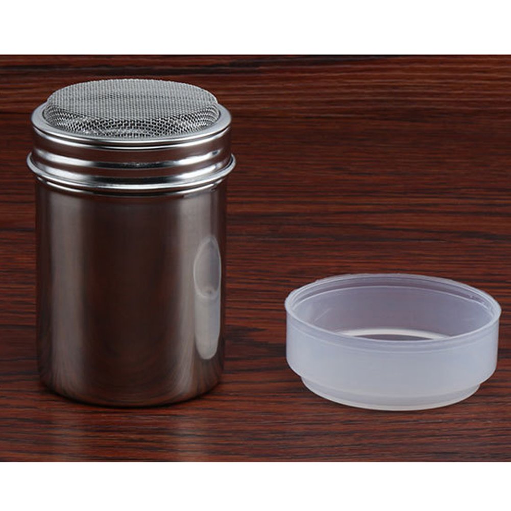 2 Pcs Chocolate Shaker Coffee Powder Cocoa Flour Icing Sugar Sifter Stainless Steel Mesh Shaker Powder Cans With Lid For For Bak