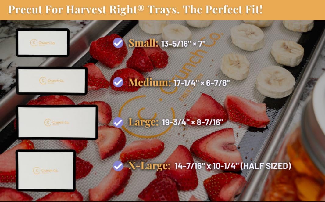 Crunch Co. Silicone Mats For Harvest Right Freeze Dryer (Xl - Extra Large) 14 Pack (Half Tray Size)