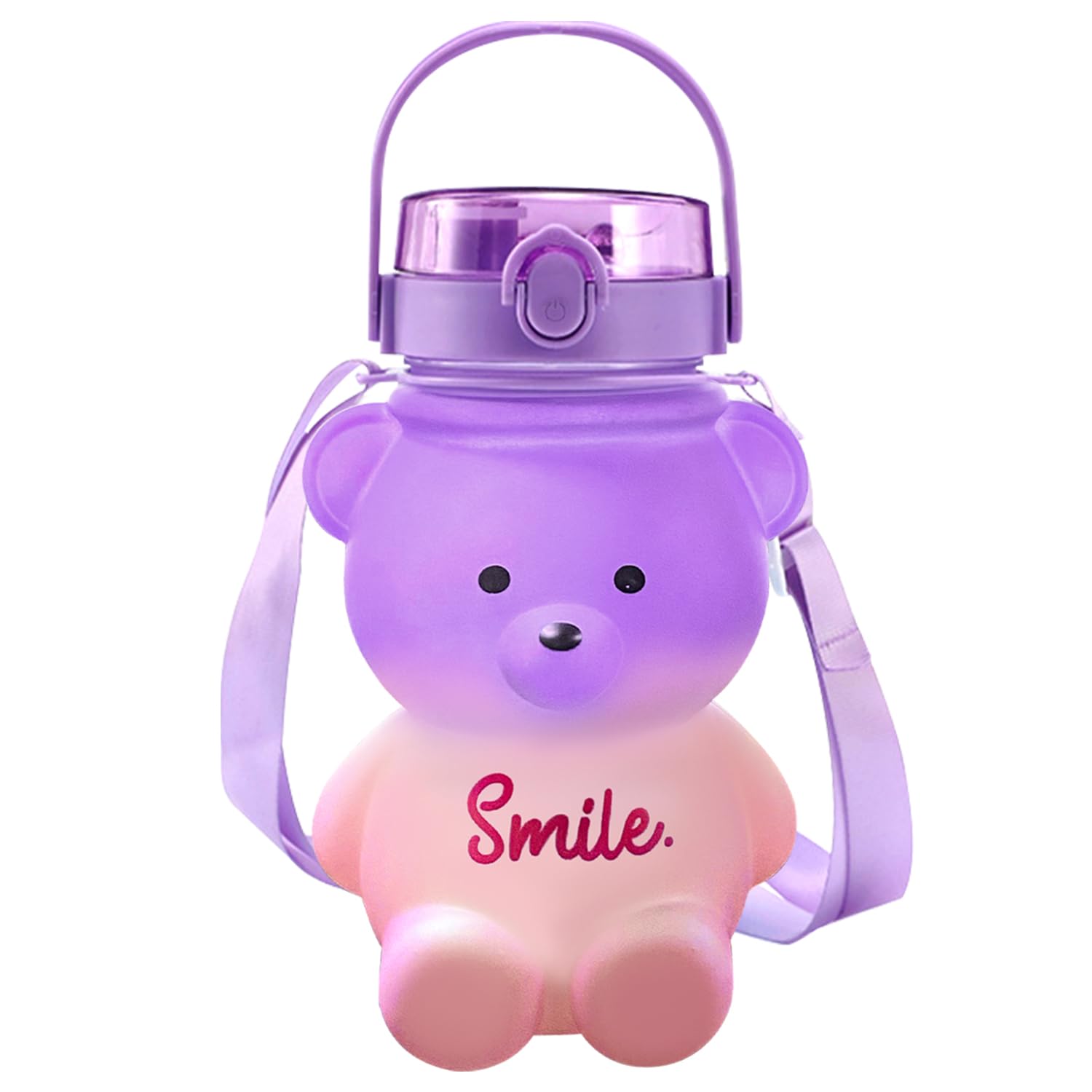 Kawaii Bear Water Bottle With Straw, Bear Water Bottles With Adjustable Strap, Teddy Bear Water Bottles, Cute Water Bottles For