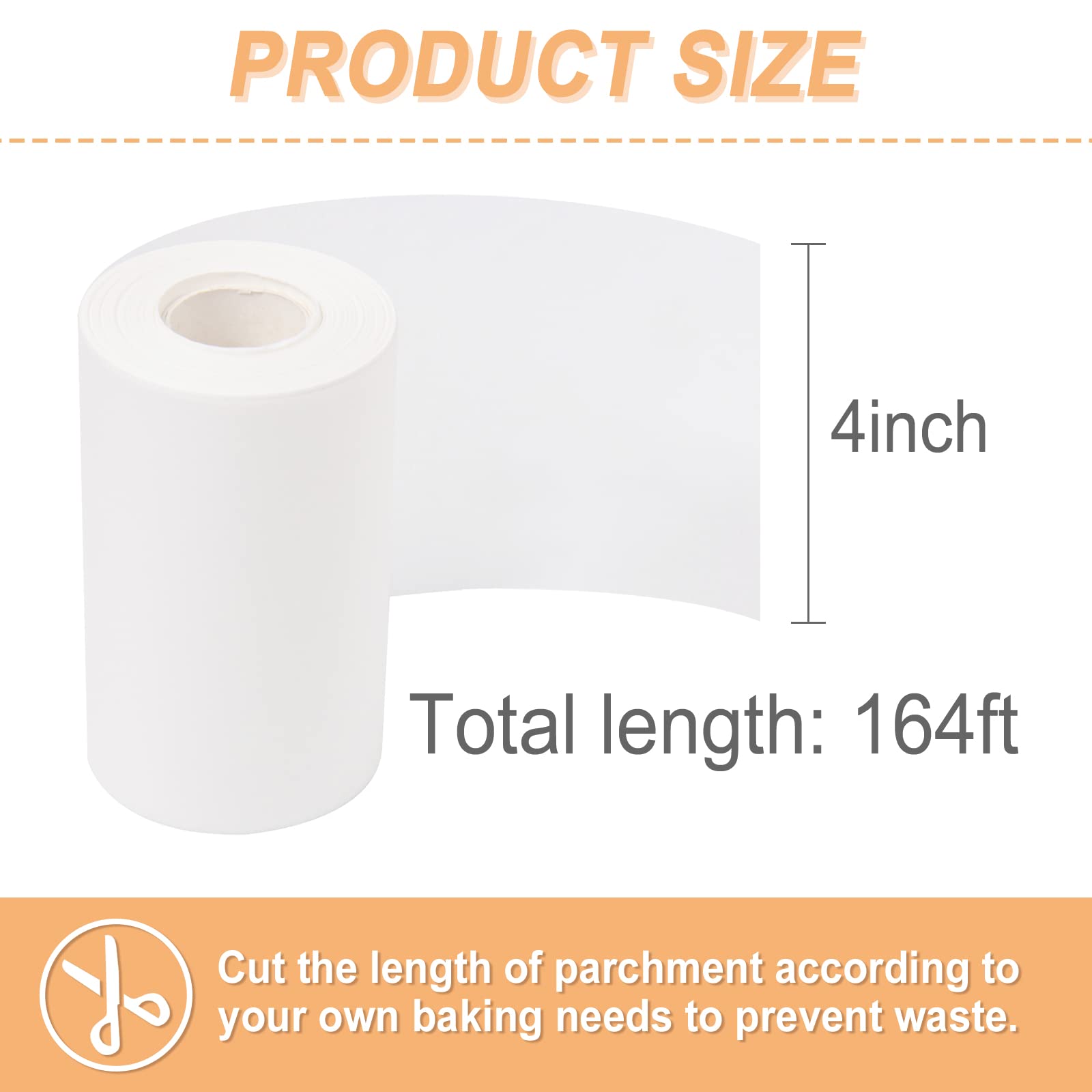 Wexpw Cake Pan Side Liners, 4In X 164Ft Parchment Paper Strips For Cake Pan Circles,Baking Parchment Paper Side Liner Roll, Whit