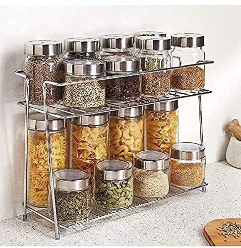 Cri8Hub Made By High Stainless Steel Spice 2Tier Trolley Container Organiser/Basket For Boxes Utensils Dishes Plates For Home (