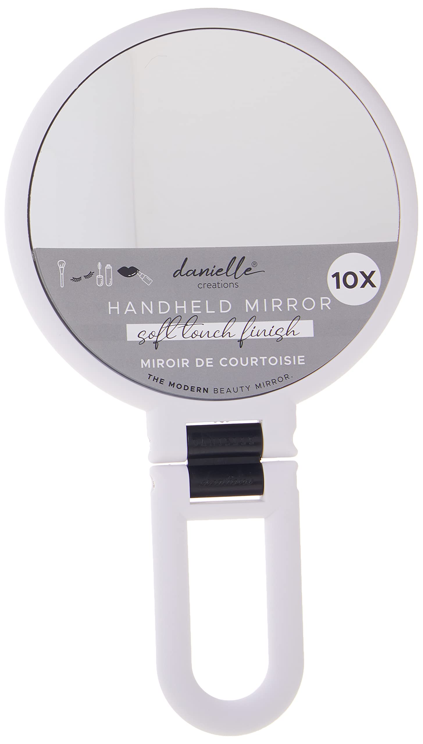Danielle Soft Touch Hand Held Mirror, White