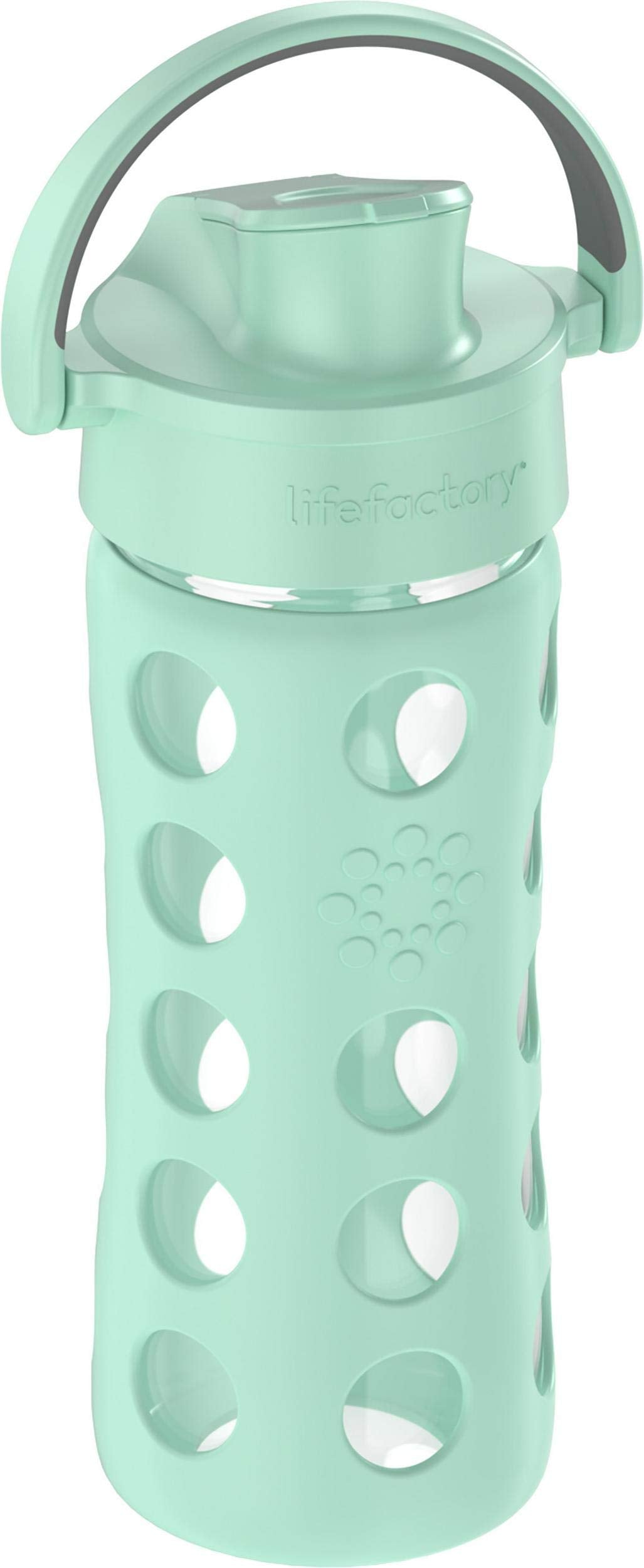 Lifefactory 16-Ounce Glass Water Bottle with Active Flip Cap and Protective Silicone Sleeve  Mint