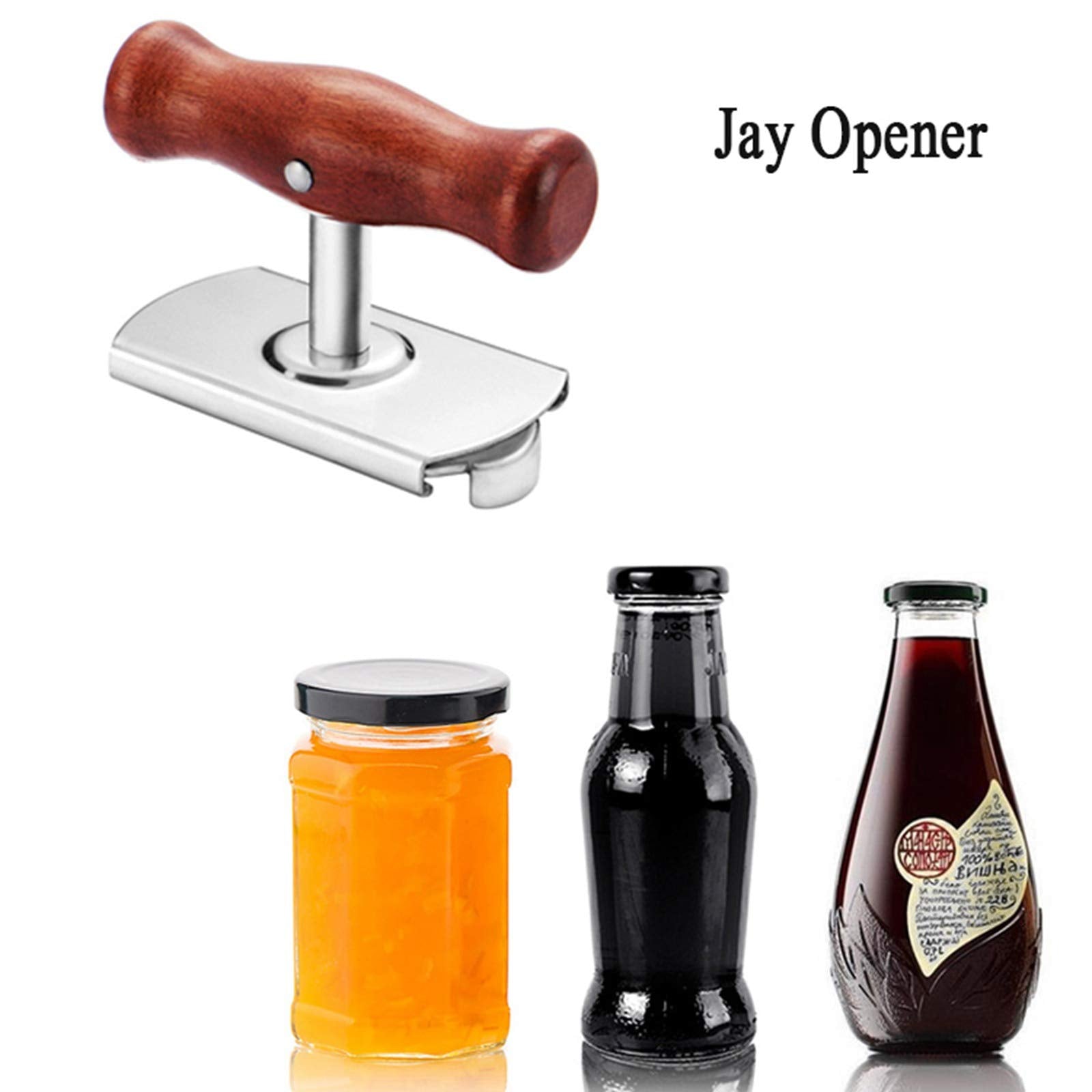 Kunovo Jar Opener for Weak Hands, Large Brown Wood Tool for Seniors & Children, Easy Twist Design