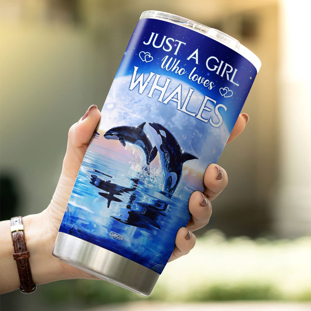Cubicer Whale Stainless Steel Tumbler Whale Tail Coffee Cups Tumblers Beluga Whale 20 Oz Mugs Decor Mug Inspirational Insulated