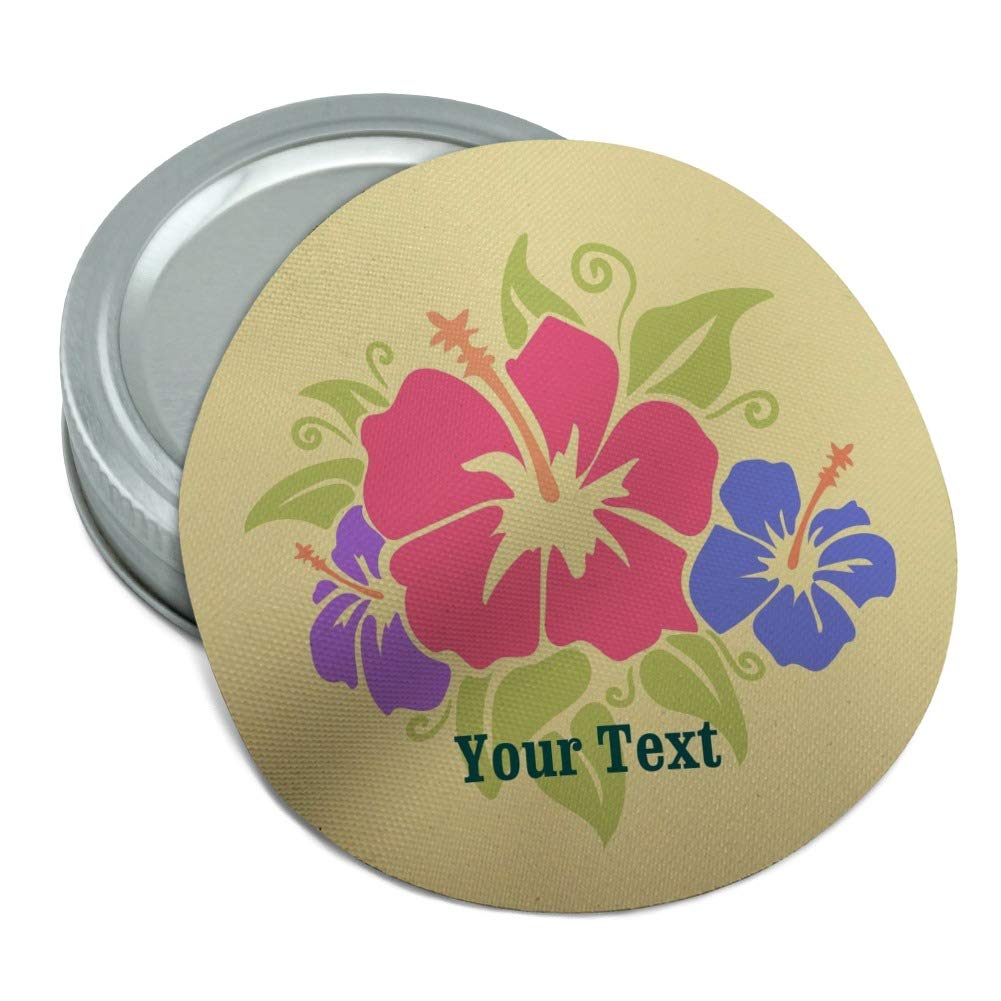 Personalized Custom 1 Line Hibiscus Flowers Tropical Round Rubber Non-Slip Jar Gripper Lid Opener