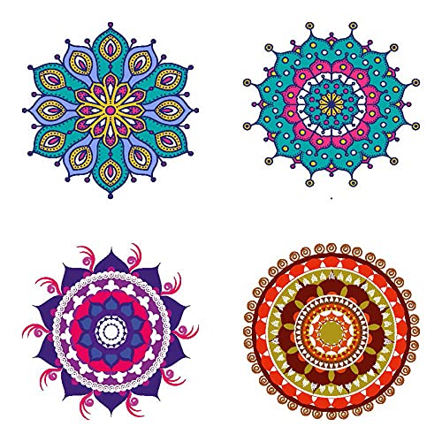 Decor Production Rangoli Religious Vinyl Floor Sticker for Pooja Room Door Entrance Floor Home Decoration Diwali Stickers(Multic