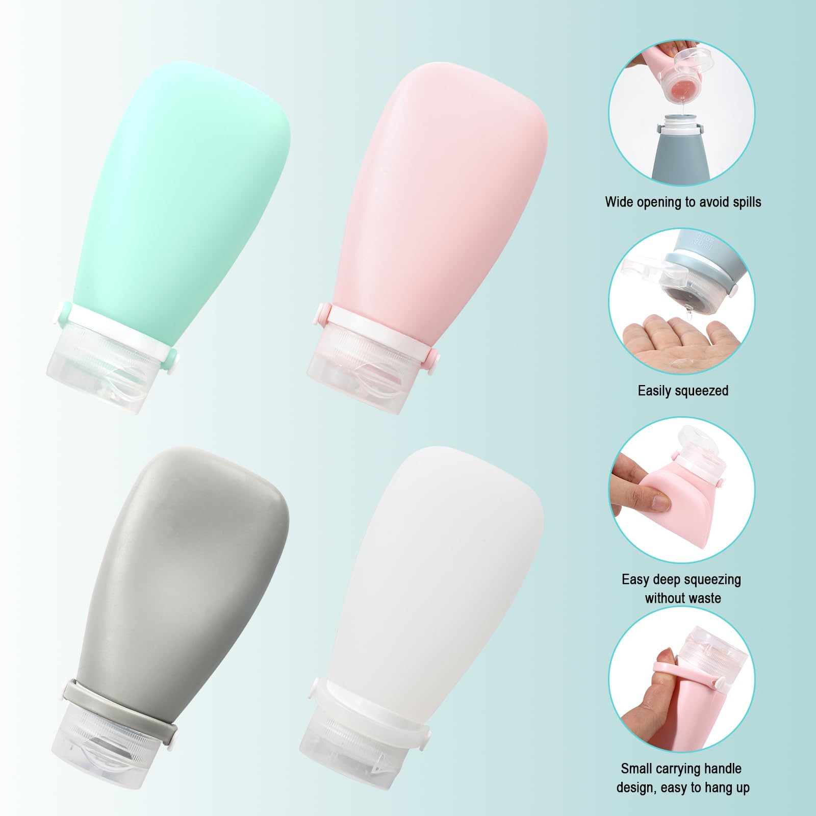 Dingco 18 Pcs Travel Bottles Set For Toiletries Tsa Approved, Leak Proof Travel Bottles, Travel Toiletry Bag Set Comes With 3 Oz