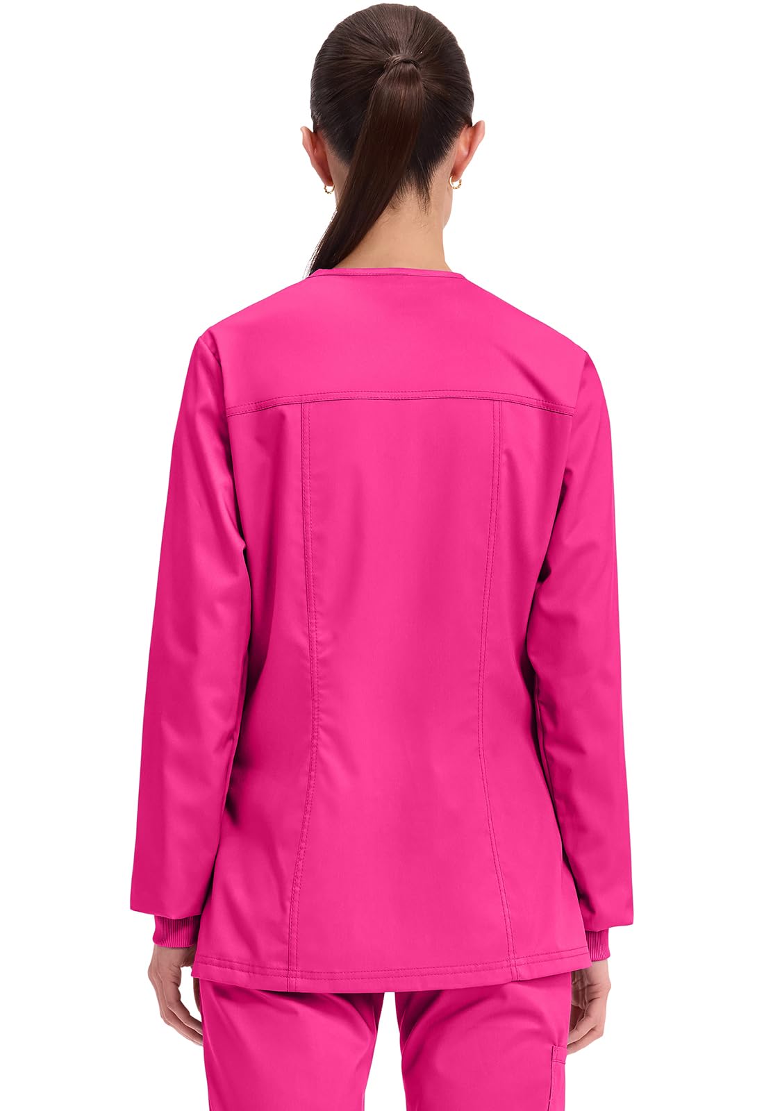 Snap Front Scrub Jackets For Women, Workwear Revolution Soft Stretch Plus Size Ww310, 3Xl, Electric Pink