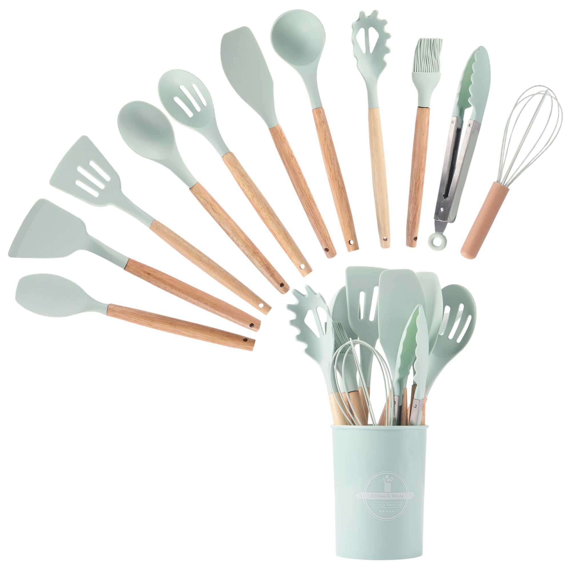 Pramanik Enterprise 12 Pcs Silicone Kitchen Utensil Set With Holder | Heat Resistant NonStick Safe Cooking Tools | Multi Colour