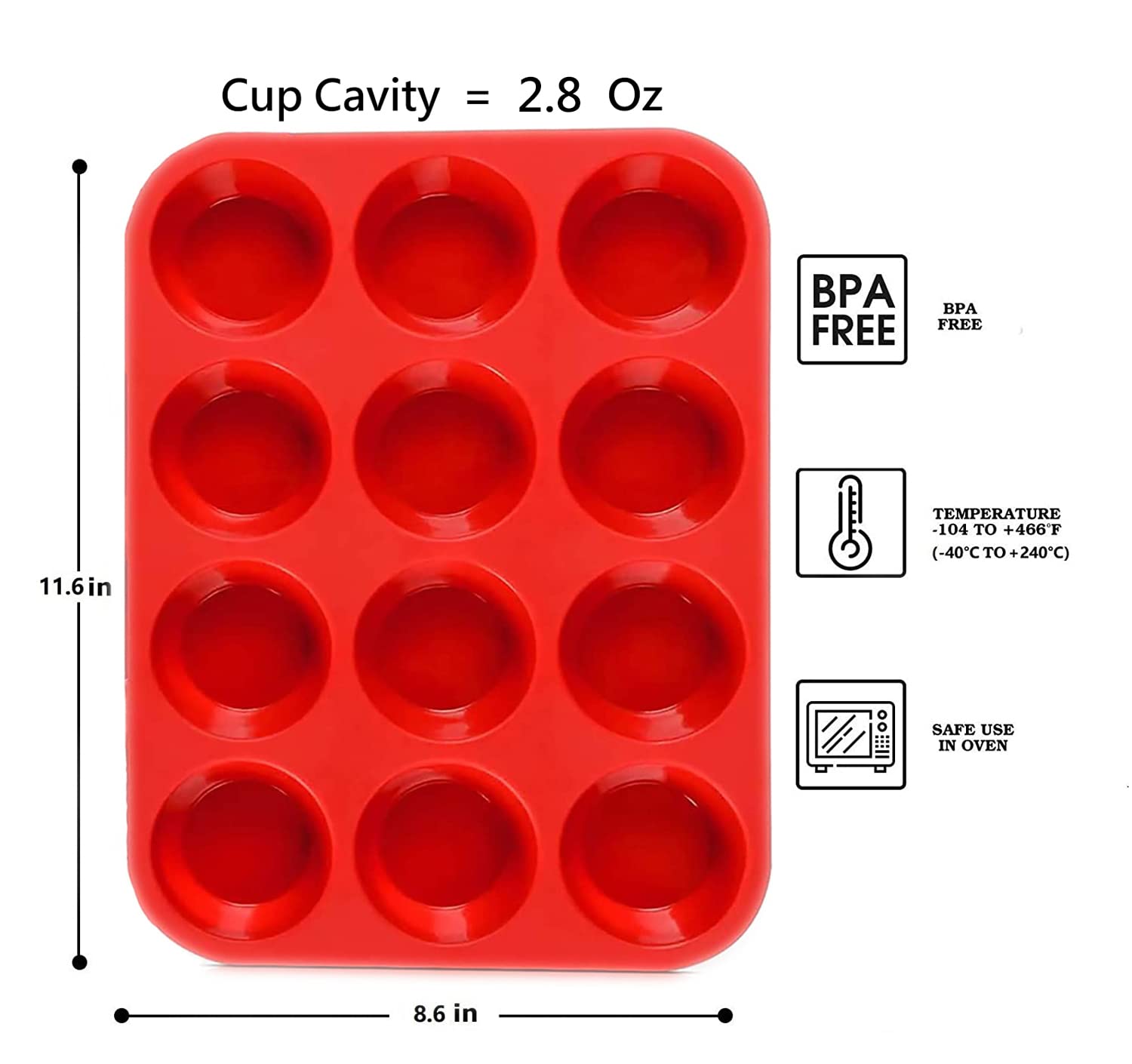 Samzareulo Silicone Muffin Pan - 12 Cups Regular Cupcake Pan