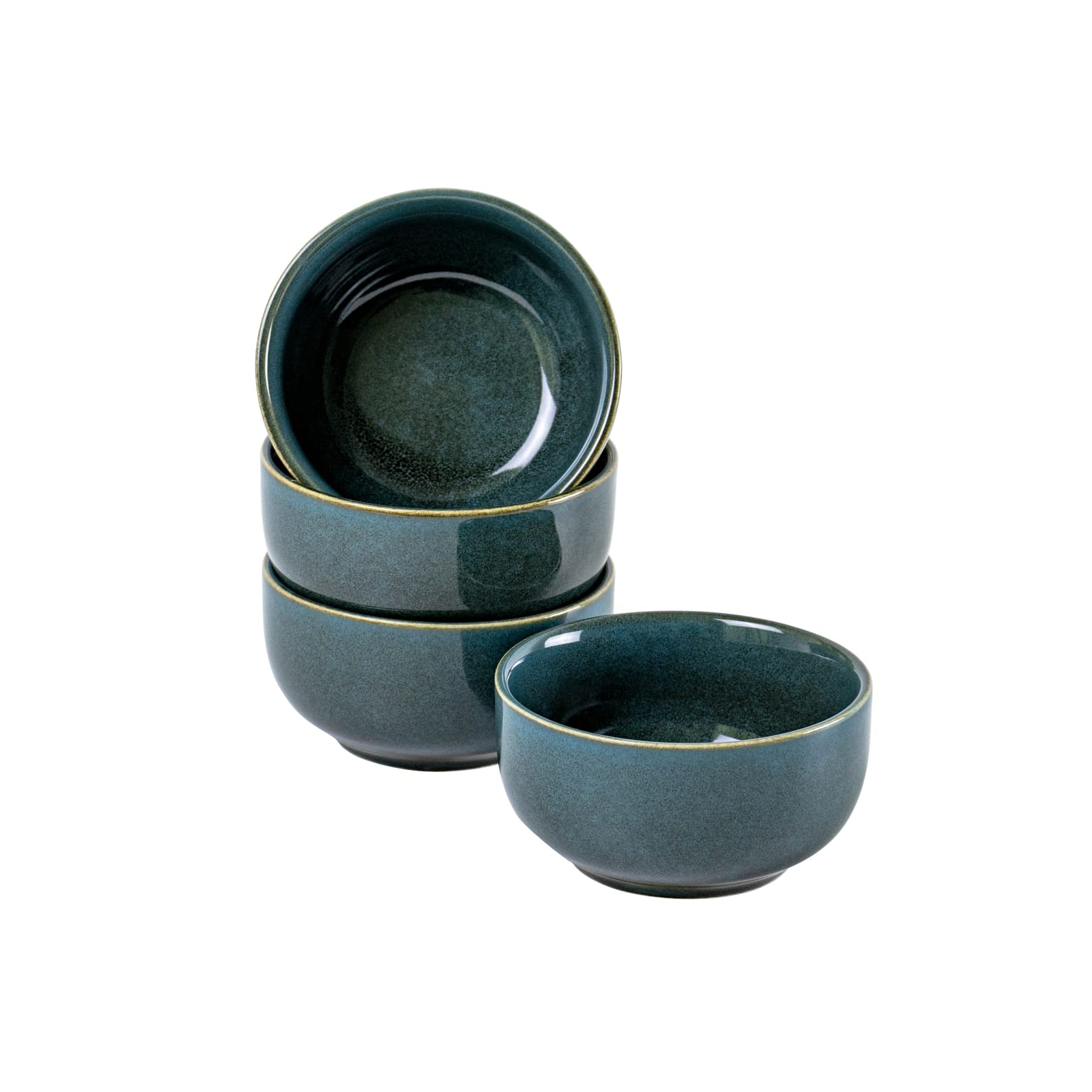 UNICASA Ceramic Small Bowls Set of 4, Porcelain Reactive Glaze Rice & Dessert Bowls, 8 OZ Each - Dishwasher & Microwave Safe (Te
