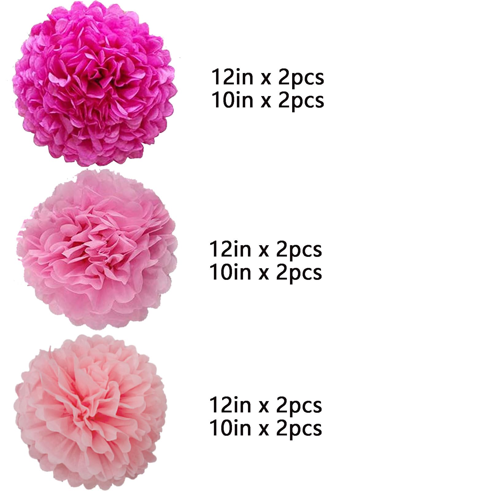 We Moment Hot Pink,Pink And Light Pink Paper Pom Poms Decorations For Wedding Birthday Pink Party Decoration Ceiling Wall Hangin