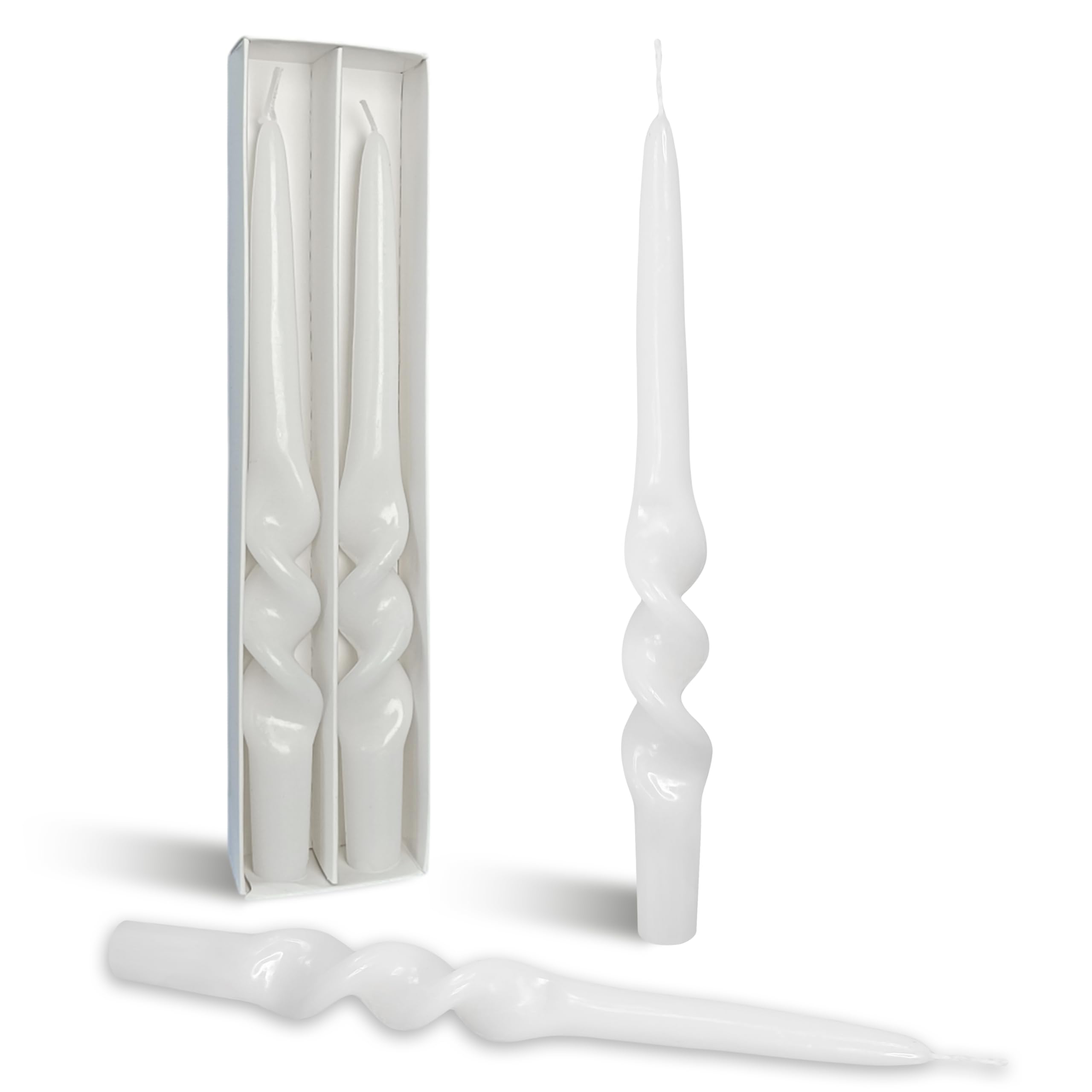 BALEAGCDL Twisted Taper Candle Smokeless White Spiral Candlesticks 9.5 Inch Unscented Handmade Long-Lasting Burn Dinner Candles 