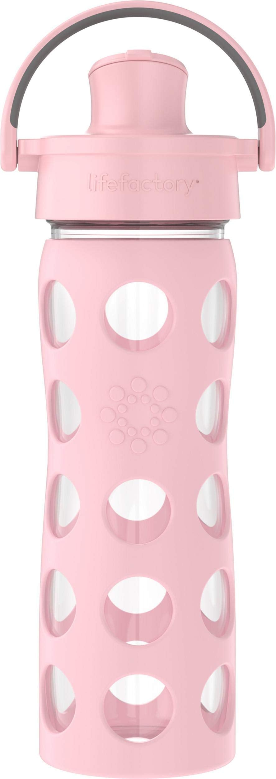 Lifefactory 16-Ounce Glass Water Bottle With Active Flip Cap And Protective Silicone Sleeve, Desert Rose