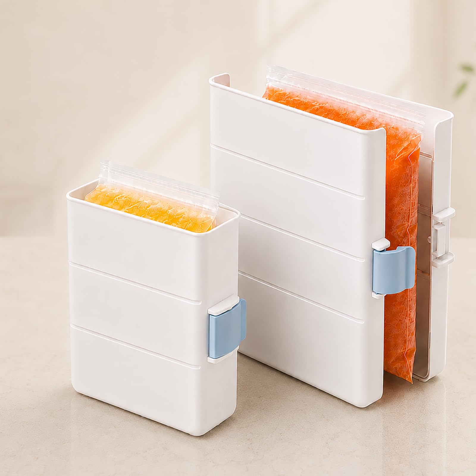 Freezer Food Block Maker, 2 Pack Freezer Bag Holder, Durable Hard Plastic, Freeze Soups, Bone Broth, Sauces, Chili & Leftovers i