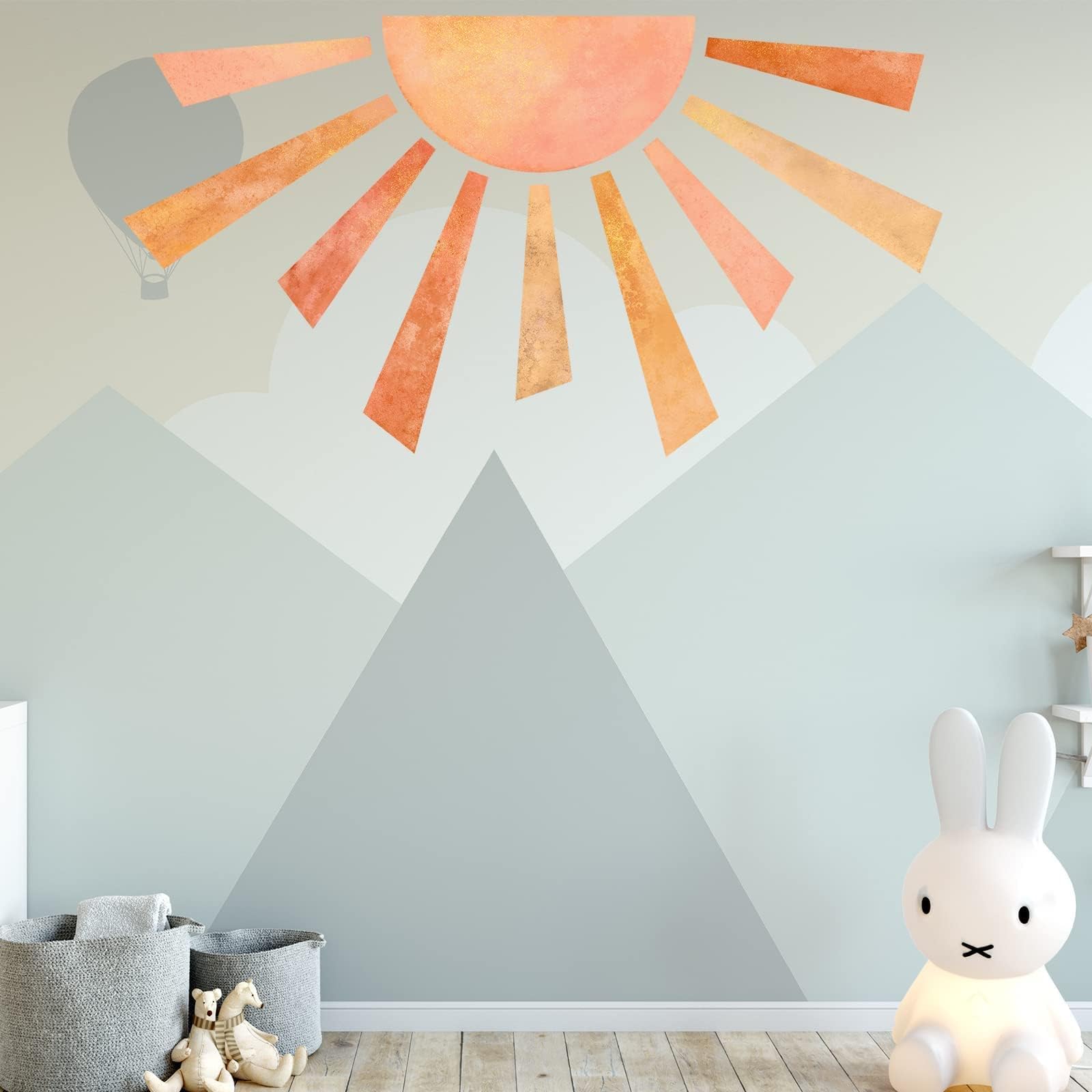 53X29.9 Inch Boho Half Sun Wall Decals Watercolor Sun Murals Modern Wall Decals Vinyl Sun Wall Decals Removable Peel And Stick W