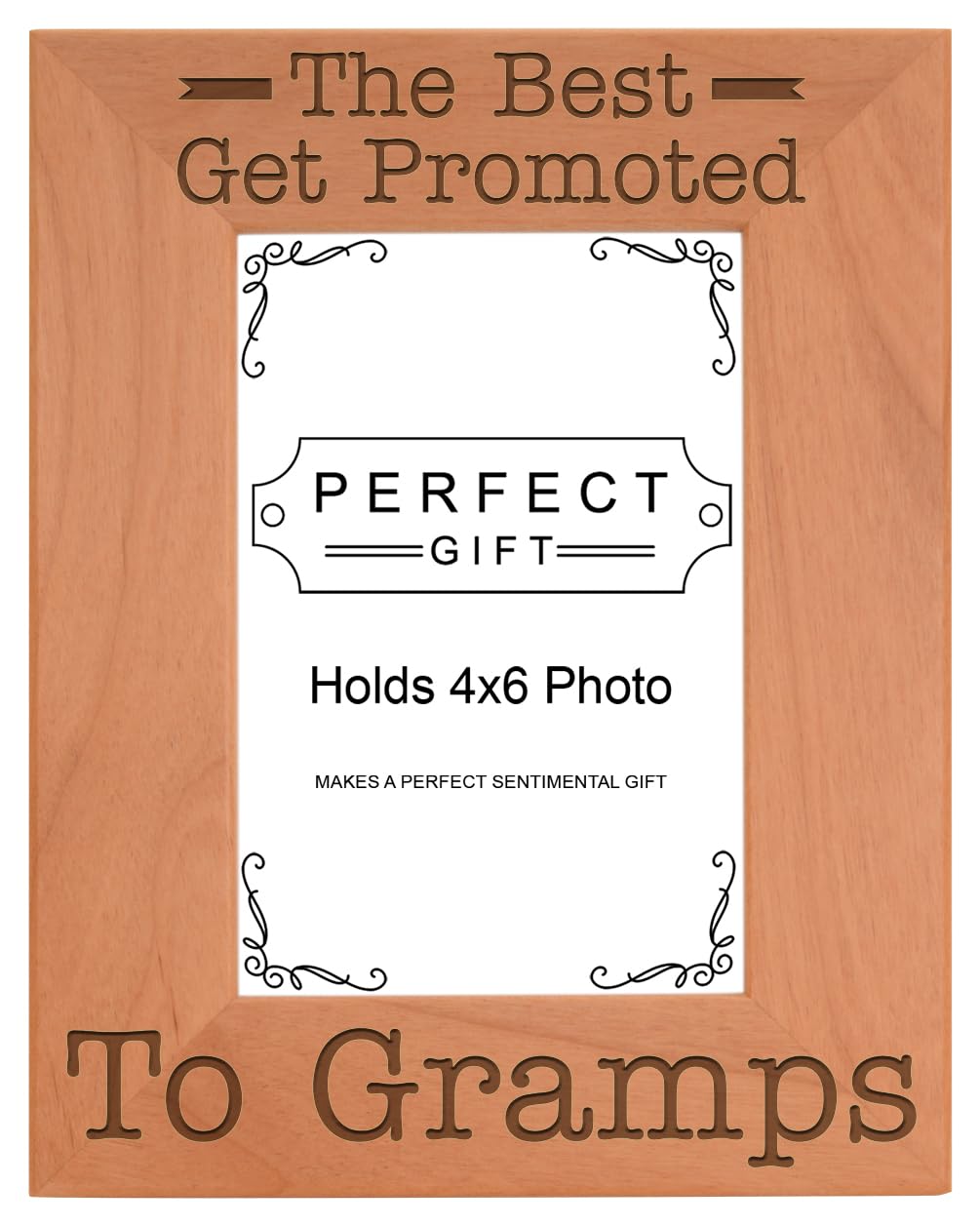 ThisWear Gift for Grandpa Best Get Promoted to Gramps Natural Wood Engraved 4x6 Portrait Picture Frame Wood