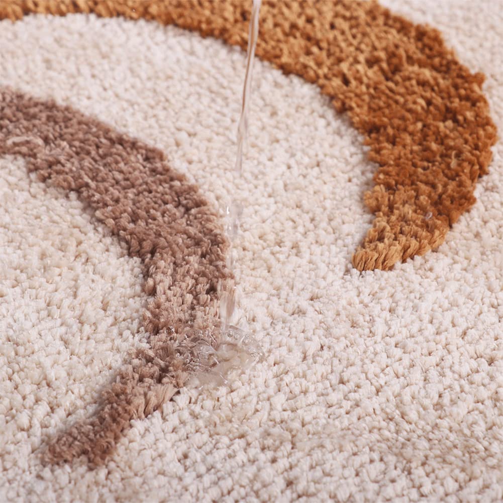 Boho Bathroom Rugs Runner Non-Slip Moon Phases Microfiber Bohemian Bath Mats Washable Carpet For Tub, Shower, Bedroom, Beige, 20