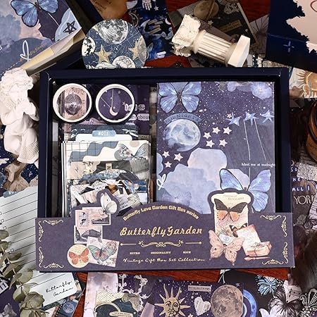 Pmw  Butterfly Garden Scrapbook Supplies Kit, Junk Journal Kit With Journaling Supplies, Scrapbook Paper, A6 Grid Notebook, Was