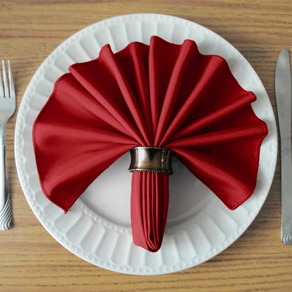 Tablelinensforless 17X17 Inch Polyester Cloth Napkins, Set Of 6 (Cherry Red)