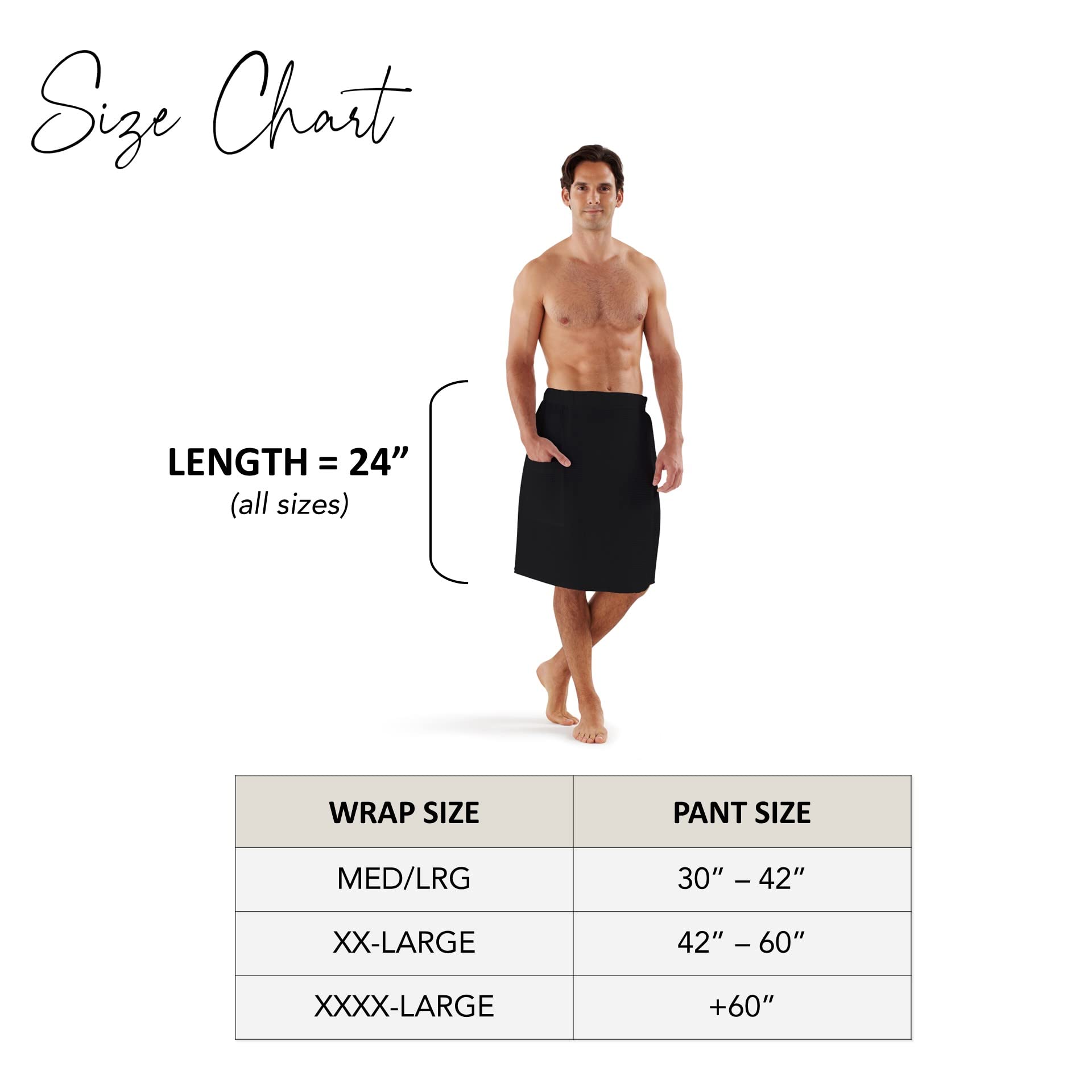 Boca Waffle Shower Wrap, Lightweight Mens Sauna Towel Wrap For Home, Spa Or Gym - Secure & Adjustable