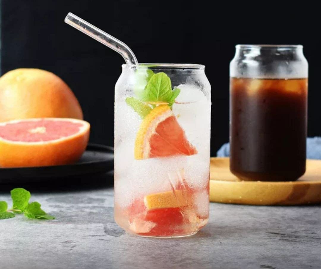 Kikiluxxa Transparent Glass Tumbler With Glass Straw Mug For Adults And Kids  540Ml  Pack Of 1  Fruit Juice Milk Cup Sipper T
