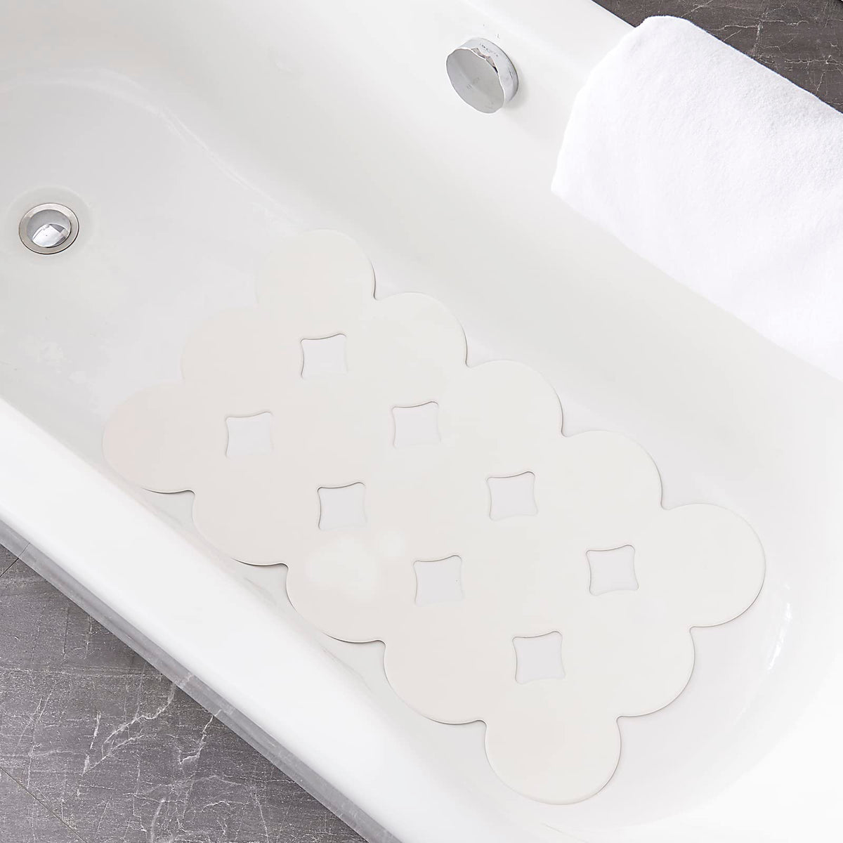 Webos Patented Non Slip Bathtub Mat Shower Bath Mats With Strong Suction Cups Superior Grip&Drainage Soft Heavy Duty Natural Rub