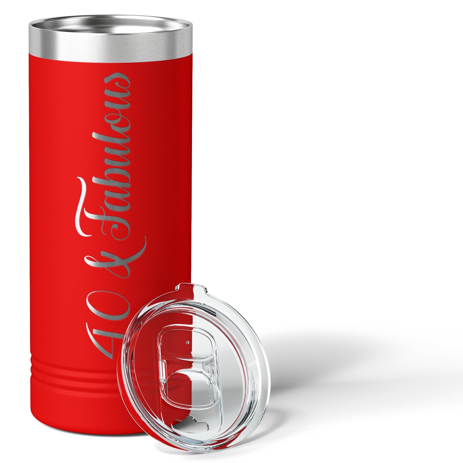 40 & Fabulous 22 Oz Skinny Tumbler 40Th Birthday Gifts For Women On Red Decorations Funny Present Vacuum Insulated Cup With Stra