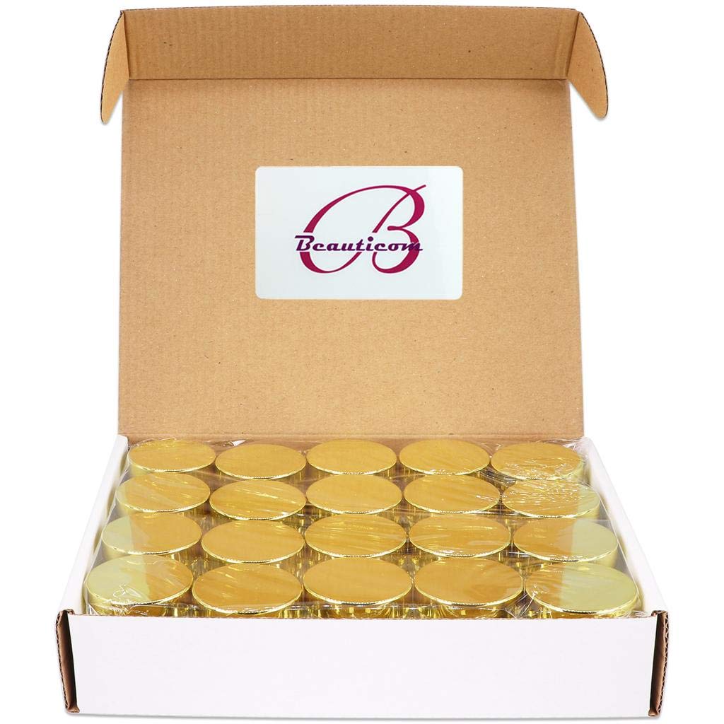 Beauticom 10g/10ml (0.35 Fl Oz) Round Clear Jars with Round Top Lids for Creams  Lotions  Make Up  Powders  Glitters  and more... (Color: Metallic Gold Lid  Quantity: 40 Pieces)
