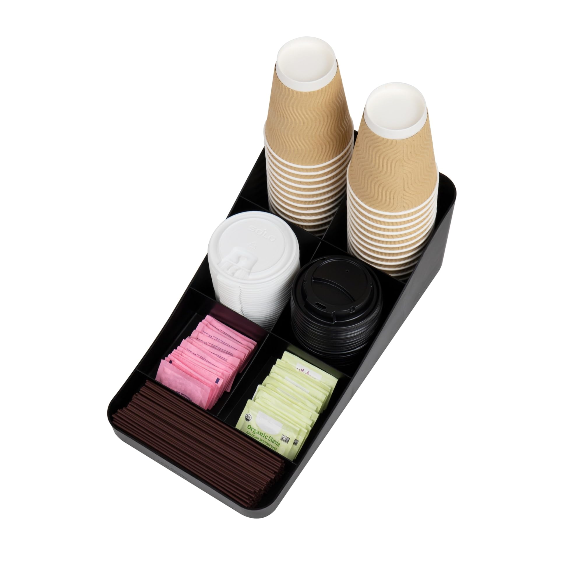 Mind Reader Cup And Condiment Station, Set Of 2, Countertop Organizer, Coffee Bar, Kitchen, 7.25'' L X 15.5'' W X 5.25'' H, Blac