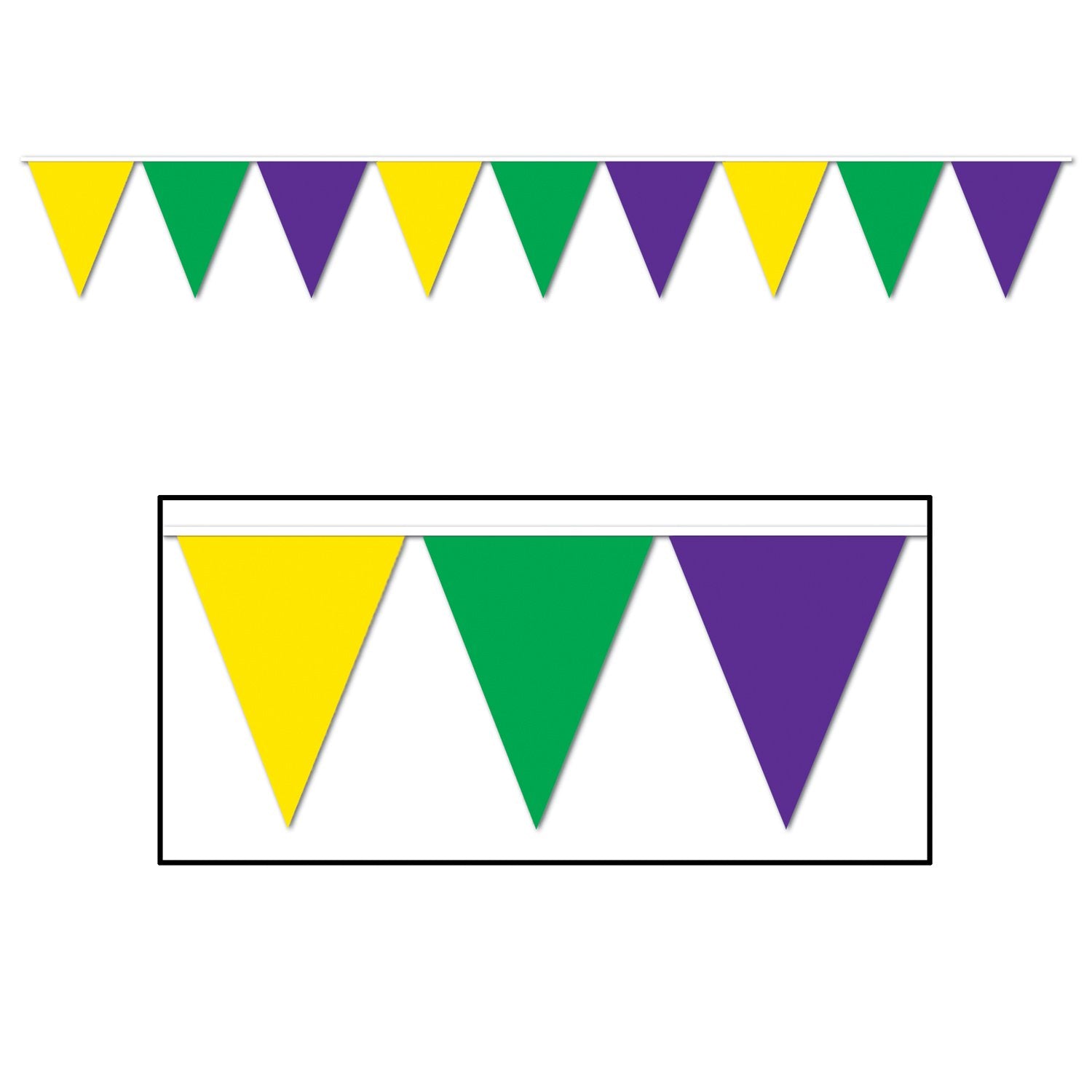 Indoor/Outdoor Pennant Banner In Gold Yellow, Green And Purple