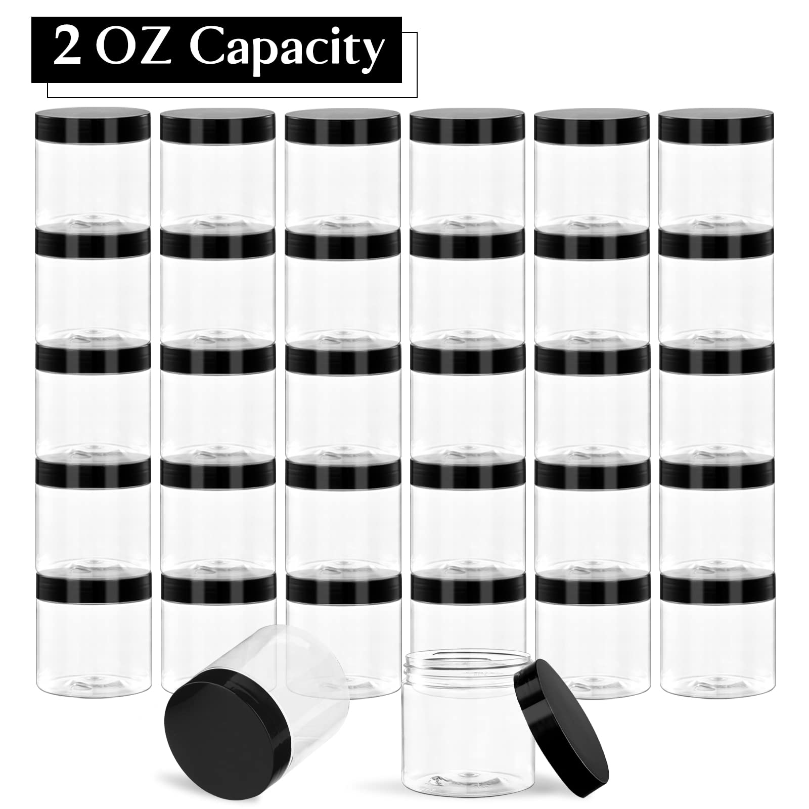 36 Pack 2 Oz Small Plastic Container Jars With Lids And Labels Bpa Free, Tuzazo Empty Round Clear Cosmetic Containers Plastic Sl