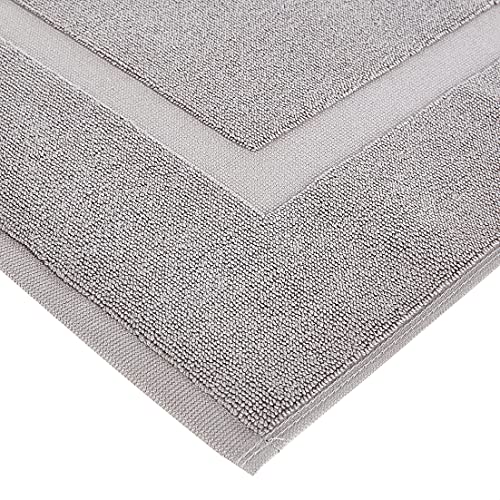 Amazon Basics Banded Bathroom Bath Rug Mat, Light Gray, 31 Inches L X 20 Inches W