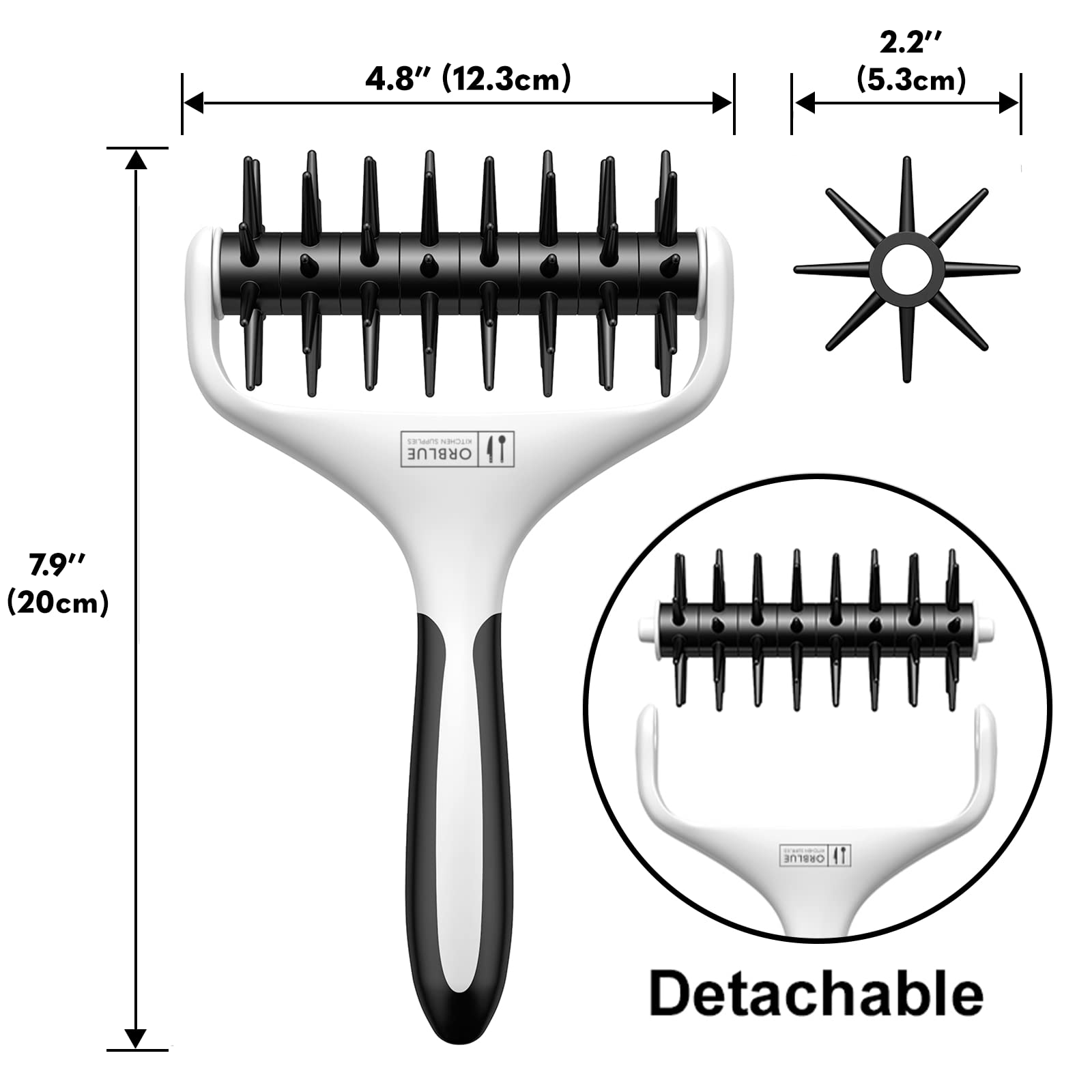 Orblue Pizza Dough Docker Pastry Roller With Spikes, Pizza Docking Tool For Home & Commercial Kitchen - Pizza Making Accessories