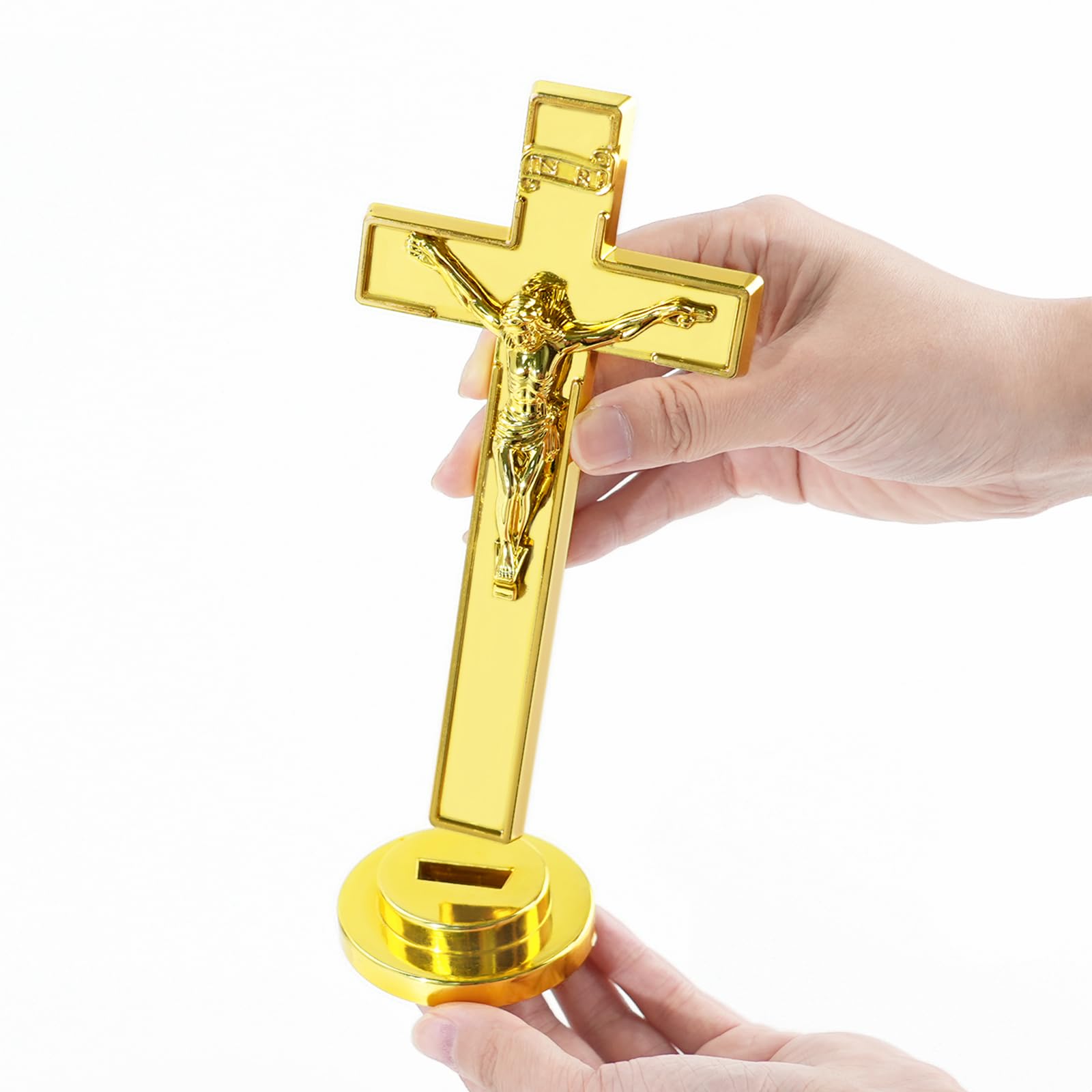 NCPLYGOU 12pcs Crucifix Cross Catholic,Crucifix Standing Cross,Tabletop Cross,Plastic Desktop Wall Mounted Jesus Christ Catholic