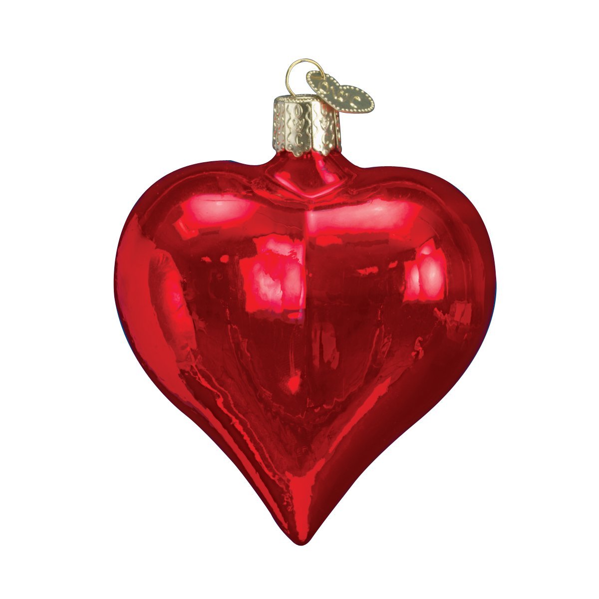 Old World Christmas Ornaments Large Shiny Red Heart Glass Blown Ornaments for Christmas Tree